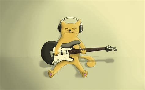 Download Wallpaper 1920x1200 Cat Guitar Playing Drawing Hd Background