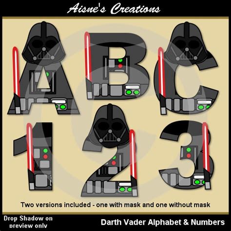 Darth Vader Star Wars Letras Y Números Del Alfabeto Gráficos Etsy España