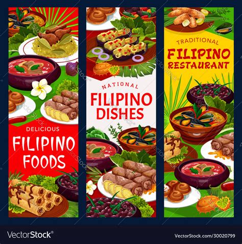 Filipino Restaurant Menu Traditional Cuisine Vector Image Sexiz Pix