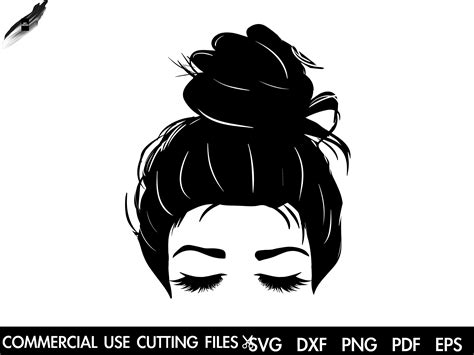 Curly Hair Messy Bun Svg Cut Files Free Svg Cut File Bundles Picture Art Svg Bundles