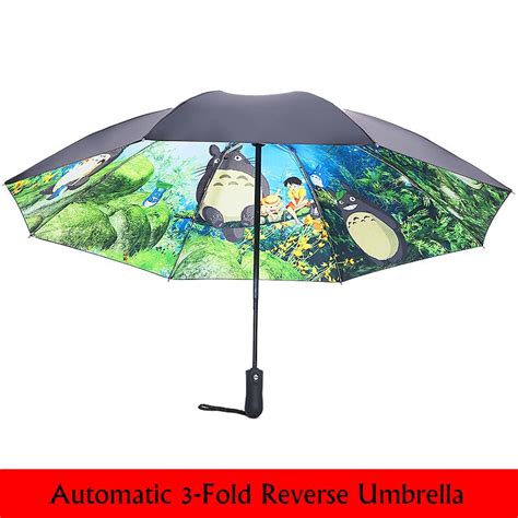 Ghibli Totoro Automatic Inverted Umbrella Rain Sun Women Windproof