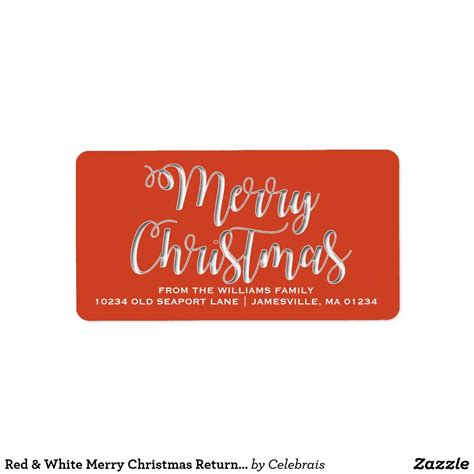 Red & White Merry Christmas Return Address Labels | Christmas return address labels, Return 