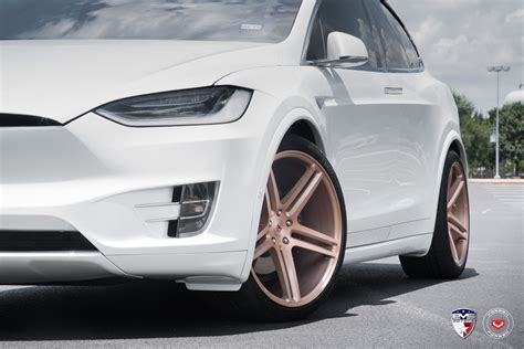 White Tesla Model X Sits On Gold Vossen Forged Wheels Autoevolution