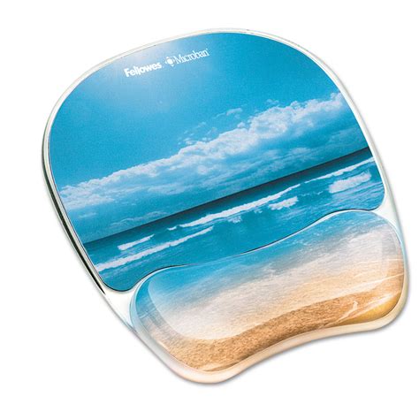 Photo Gel Mouse Pad With Wrist Rest With Microban Protection 7 87 X 9 25 Sandy Beach Design