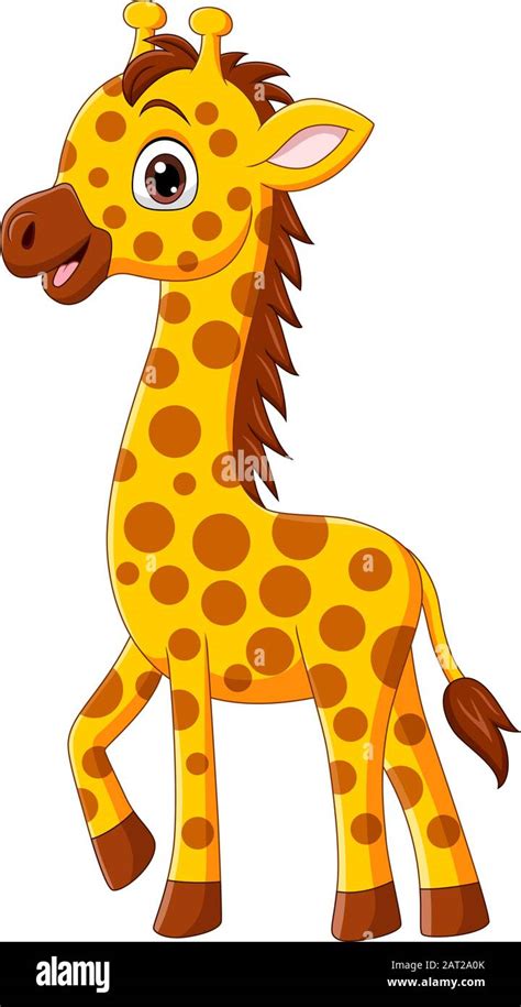 Cute Giraffe Cartoon Isolated On White Background Stock Vector Image
