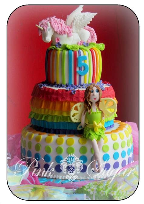 Fairy Cakes Pink Sugar Rainbow Unicorn And Fairy Birthday Cake