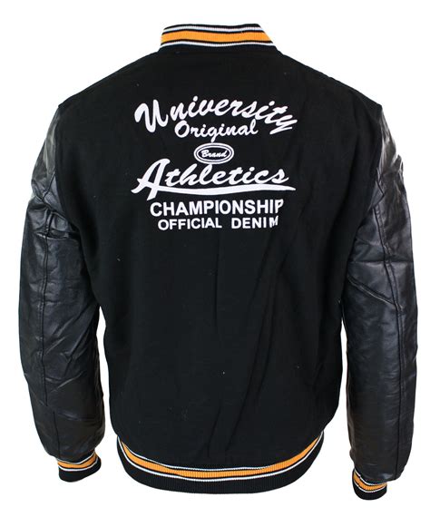 Mens Baseball Varsity Letterman College Fleece Jacket Badge Pu Leather