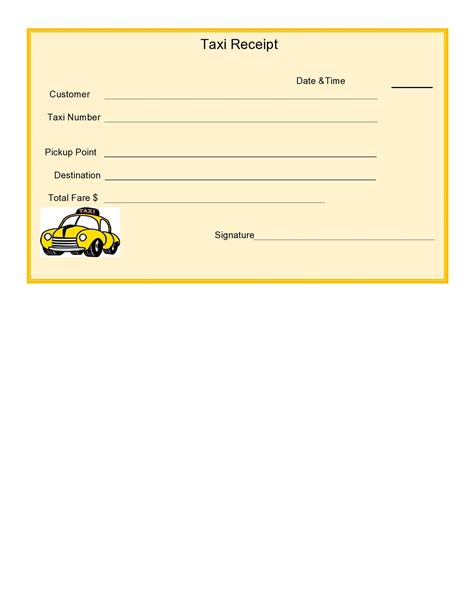 Taxi Receipt Template Chicago Simple Receipt Forms