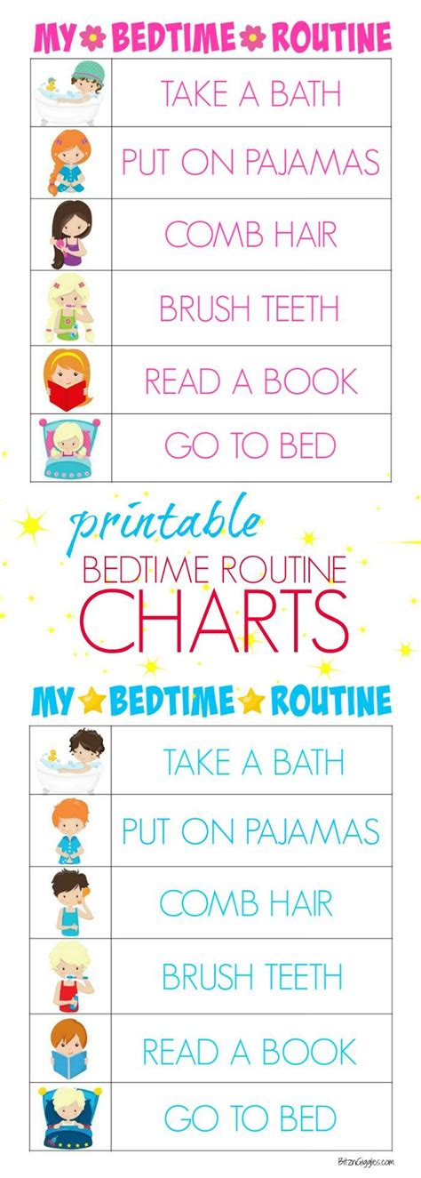 Printable Bedtime Routine Charts Bedtime Routine Chart Kids Bedtime
