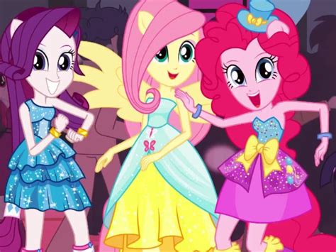 Rarity Fluttershy Pinkie Pie Equestria Girls In Their Formal Dresses That Rarity Designed And