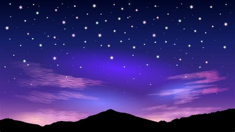Night Starry Sky And Pink Clouds Sunrise 2402683 Vector Art At Vecteezy