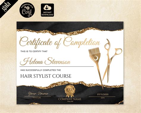 Certificate Of Completion Hair Extension Certificate Etsy