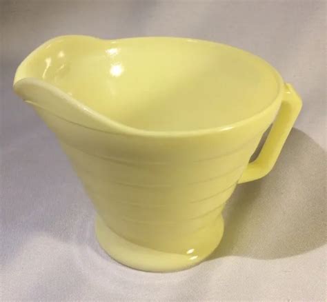 Vintage Hazel Atlas Moderntone Yellow Ribbed Milk Glass Creamer Pitcher