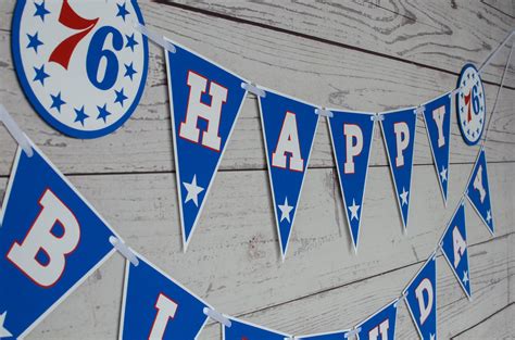 Philadelphia 76ers Happy Birthday Banner Basketball Party Etsy