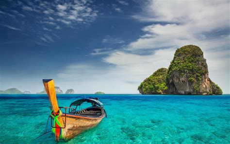 Thailand Summer Turquoise Railay Beach Sea Landscape 1080p