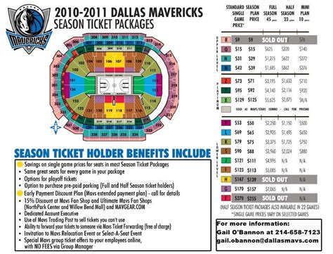 2010 2011 Dallas Mavericks Season Ticket Plan Seat Map