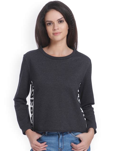 Only Women Charcoal Grey Solid Round Neck T Shirt Only Tshirts Price Myntra T Shirt Deals At