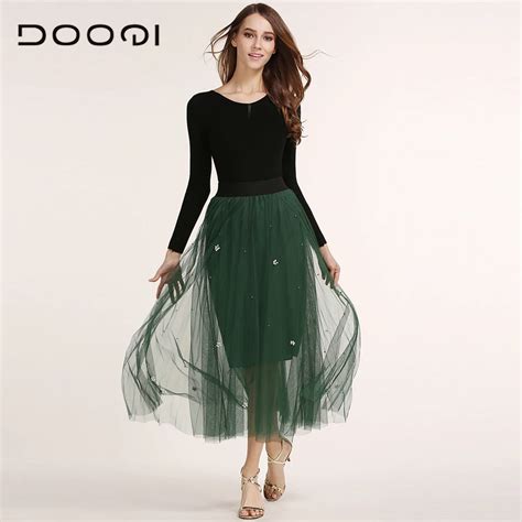 Dooqi 2017 Autumn And Winter Fashion Faldas Korean Style Big Swing Maxi