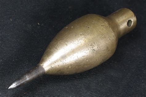 Large Brass Steel Tipped Plumb Bob With Lots Of Signs Of Use
