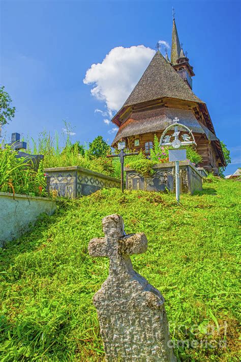 Old Grave Cross And Wooden Maramures Church Photograph By Cosmin