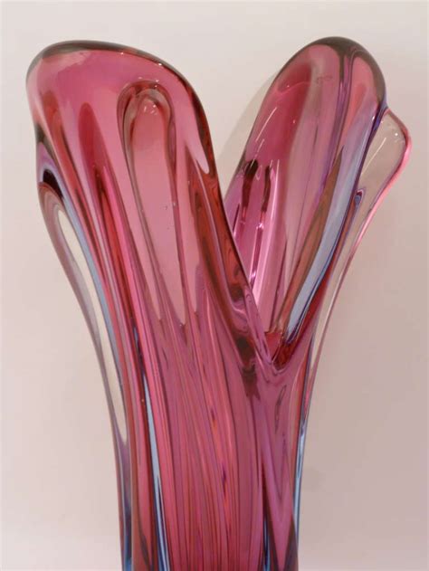 Italian Murano Purple Blue And Clear Glass Y Shaped Vase C 1950 For Sale At 1stdibs