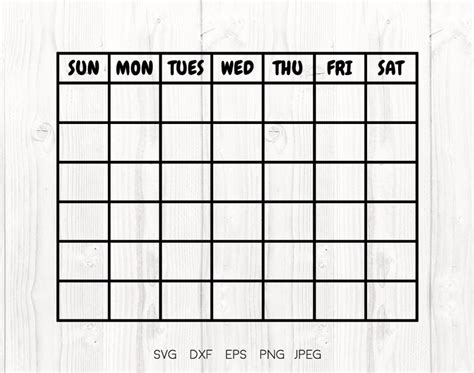 Calendario Mensual Svg Calendario En Blanco Svg Calendario Etsy