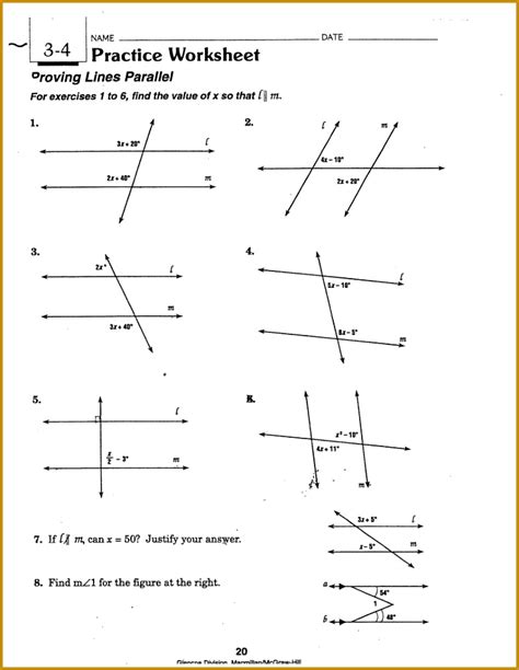 Parallel Lines Cut By A Transversal Worksheet Fabtemplatez