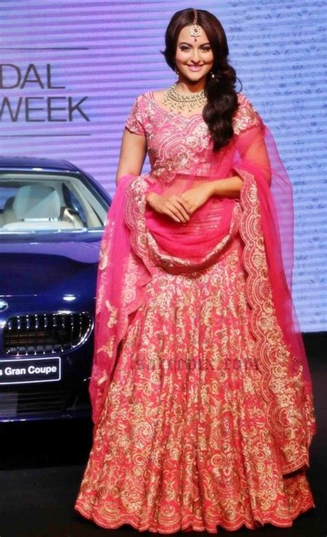 Sonakshi Sinha In Lehenga Bmw 6 Series Gran Coupe Launch Pink Bridal Lehenga Latest Bridal