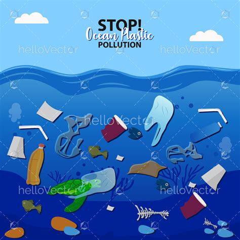 Ocean Pollution With Plastic Waste Vector Illustration Download