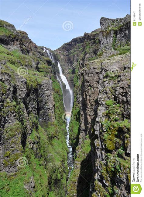 Glymur Waterfall Iceland Stock Image Image Of Volcanic 91333447