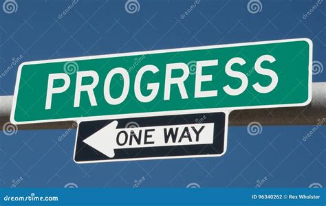 Highway Sign With Progress And One Way Stock Illustration