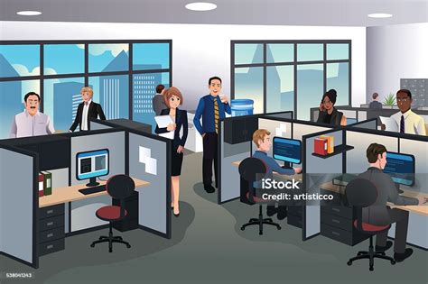 People Working In The Office Stock Illustration Download Image Now