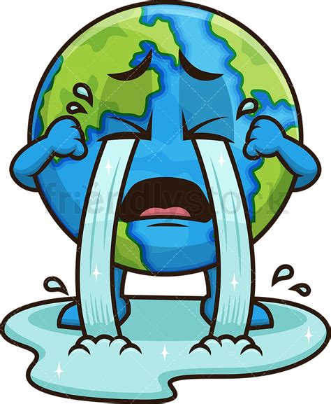 Earth Crying Cartoon Clipart Vector Friendlystock