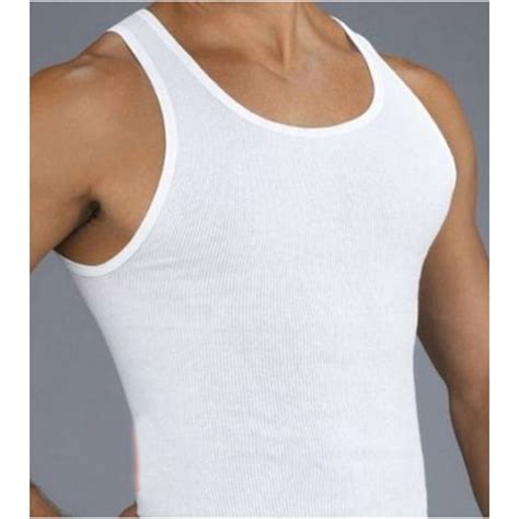 Men A Shirt Ribbed Muscle Tank Top Undershirt White Ribbed Sleeveless