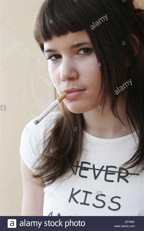 Teenage Girl Smoking Cigarette Stock Photo 13853790 Alamy