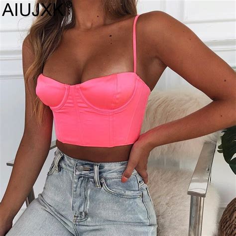 AIUJXK New Arrival 2019 Neon Green Crop Top Women Sexy Club Summer