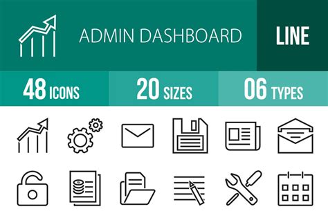 48 Admin Dashboard Line Icons Custom Designed Icons Creative Market