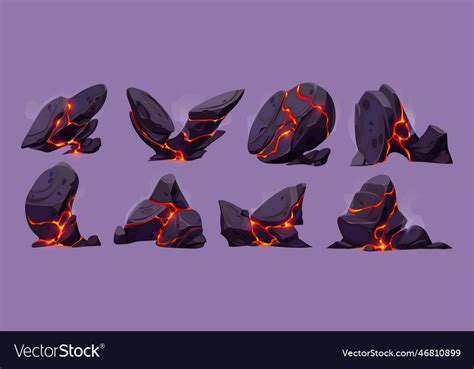 Lava Rock With Crack And Light Texture Cartoon Vector Image