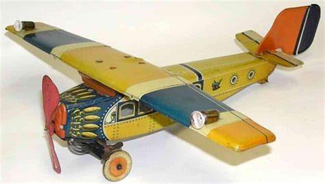 Toys New Tippco Tin Toy Airplane Airplane Clockwork Orange Airplane