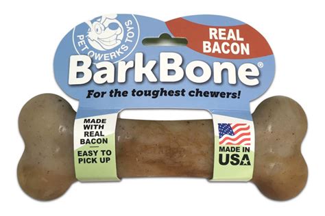 Pet Qwerks Bacon Barkbone Tough Dog Chew Toy Made From Bacon