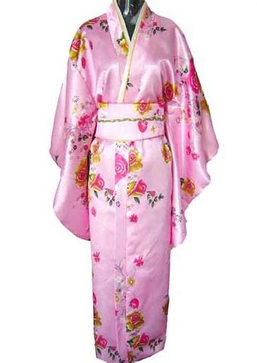 Free Shipping Pink Vintage Japanese Womens Silk Satin Kimono Yukata Evening Dress Flower One