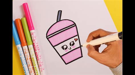 How To Draw A Cute Kawaii Strawberry Shake Easy Youtube