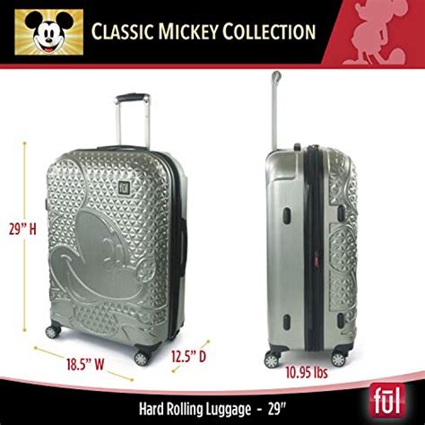 ful disney mickey mouse 29 inch rolling luggage hardside suitcase with spinner wheels silver