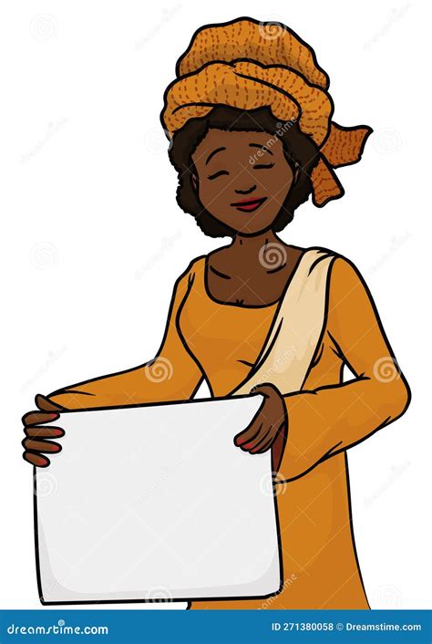 Template With Dark Skinned Woman With Turban Holding Empty Sign