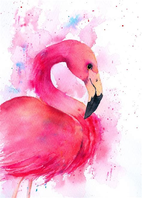 Flamingo Painting Flamingo Art Watercolor Art
