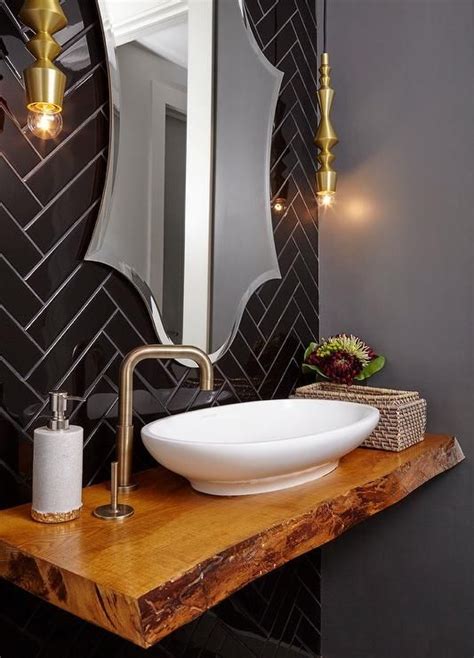 Chic Contemporary Powder Room Showcases A Stunning Live Edge Floating