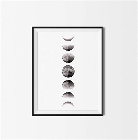 Moon Phases Wall Art Moon Phases Print Affiche Scandinave Etsy