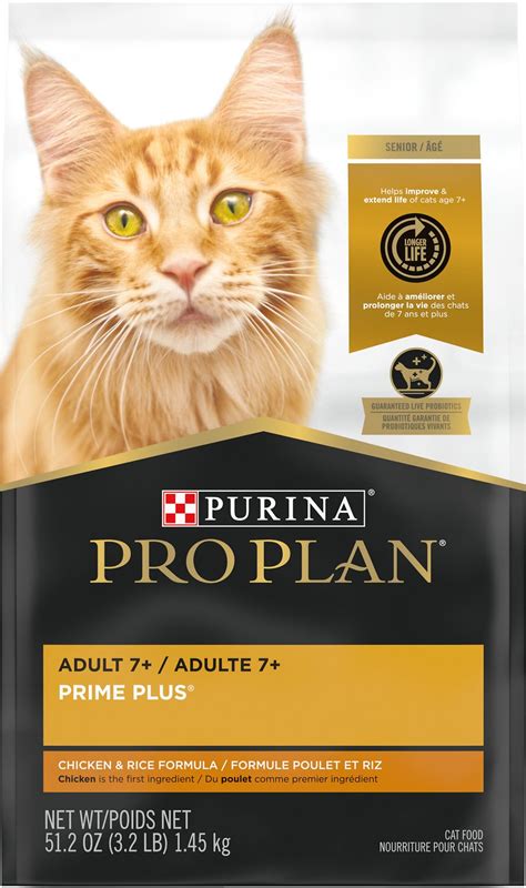 Whether your cat is over or underweight, we offer a variety of healthy weight cat food products to help her achieve and maintain an appropriate weight for her breed and age. PURINA PRO PLAN Prime Plus Adult 7+ Chicken & Rice Formula ...