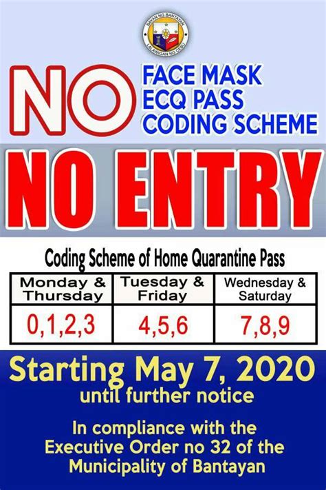 Maximum of 50% operational capacity. Bantayan starts implementation of ECQ pass number coding ...