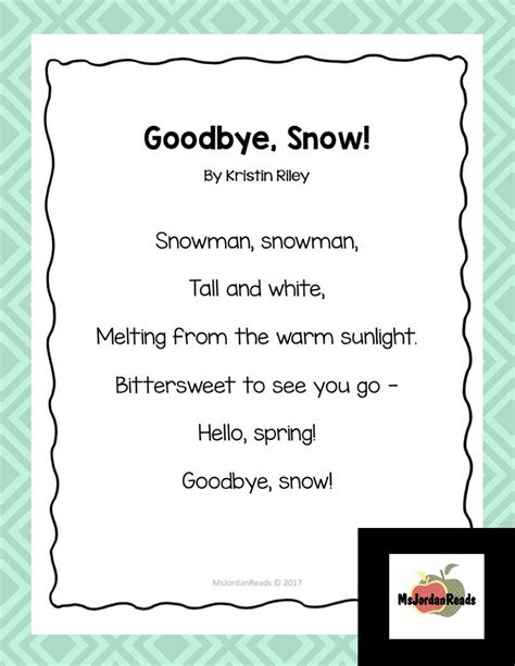 Goodbye Snow Poem From Msjordanreads Msjordanreads